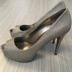 Guess, sparkly peep toe pumps Size 9.5 (also fits 9)